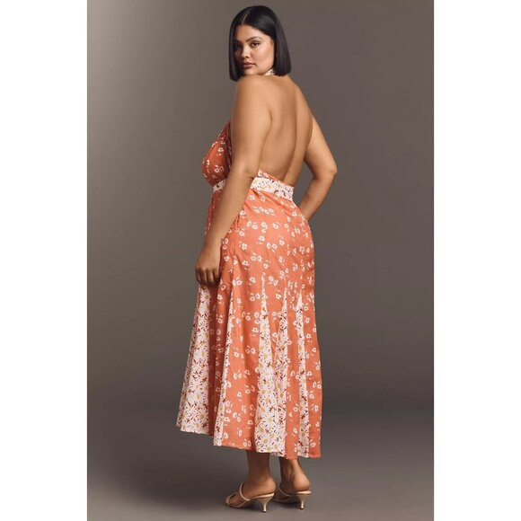 Maeve Halter Open-Back Godet Midi Shirt Dress 1X - Picture 2 of 3